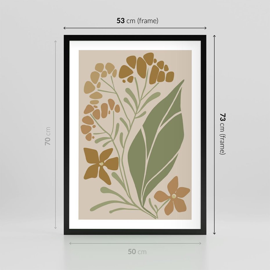 Plakat w ramie 50x70 - Subtelność Utajona - nowoczesny plakat, roślinność - rama czarna