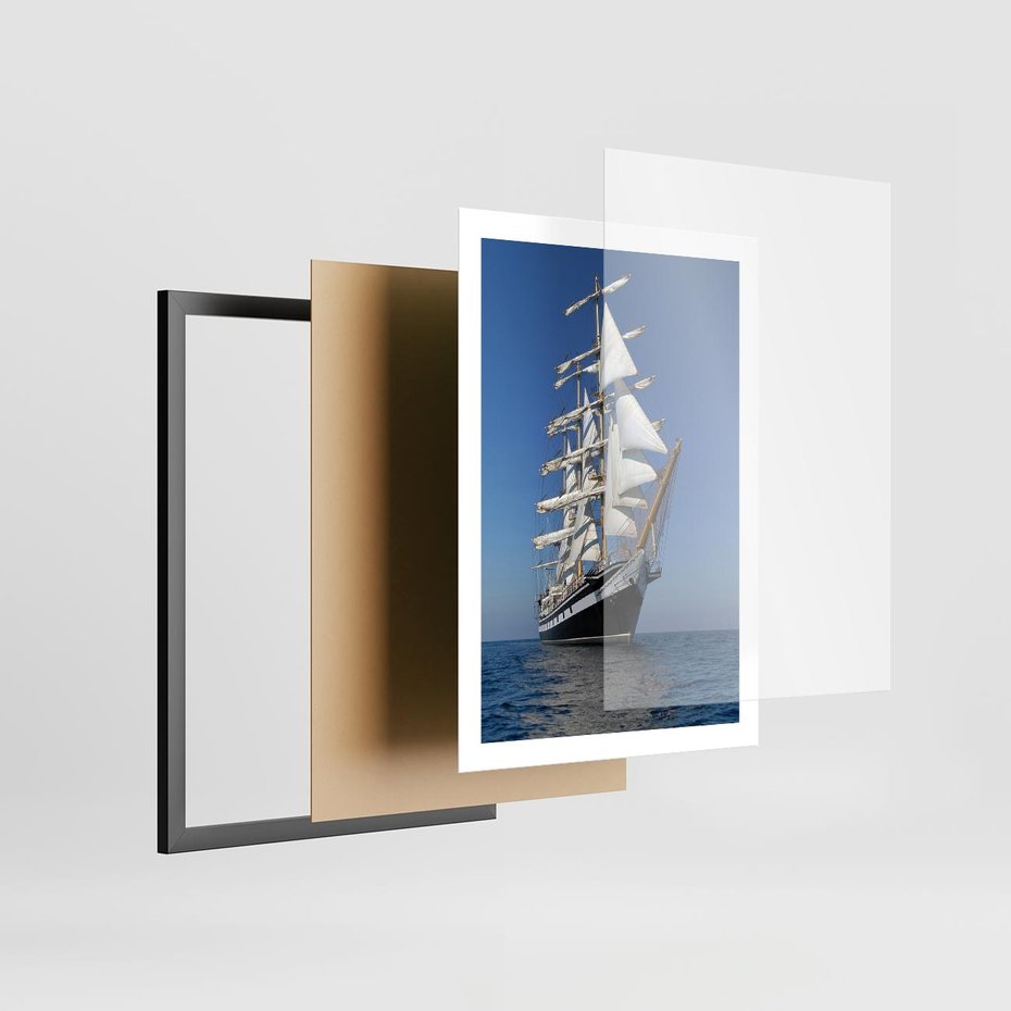 Plakat w ramie 50x70 - Podróż na Żaglowcu Przygody - żaglowiec, podróż - rama czarna