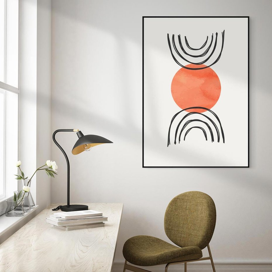 Obraz w ramie 50x70 - Lustrzane Widzenie - koło, boho styl - rama czarna