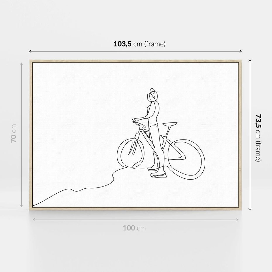 Obraz w ramie 100x70 - Minimalistyczna Przejażdżka - szkic, minimalizm - rama drewno