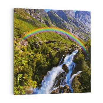 Obraz na płótnie 40x40 - Tęczowe góry - harmonia kolorów - tęcza, góry