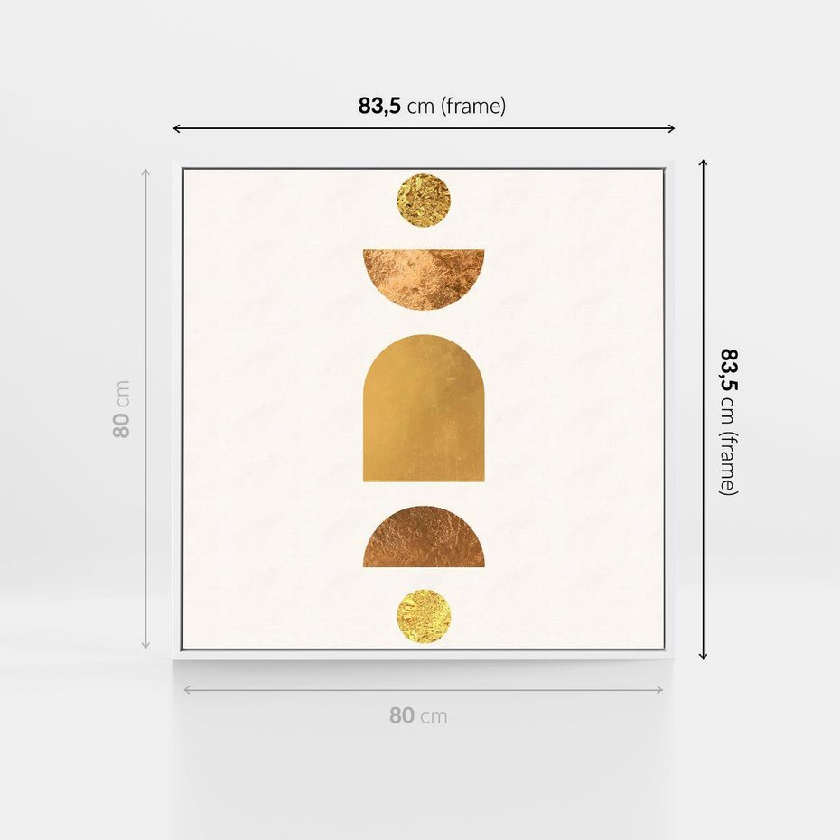 Obraz w ramie 80x80 - Abstrakcyjne Wzory - geometryczne złote kształty, tekstura - rama biała