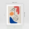 Plakat w ramie 40x50 - Rozbijające Granice Kształtów - abstrakcyjny obraz, przypomina twarz - rama biała