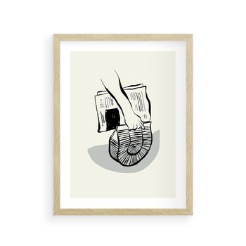 Plakat w ramie 40x50 - Szkicowe Gazetowe Inspiracje - grafika, szkic - rama drewno