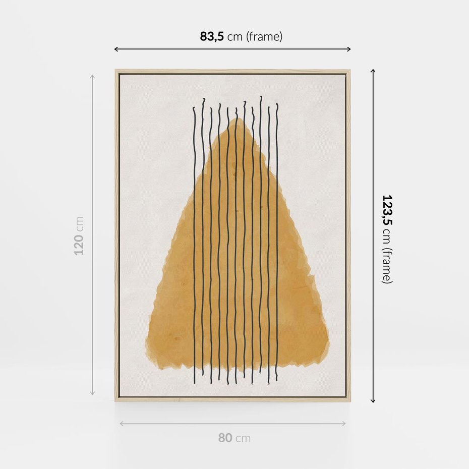 Obraz w ramie 80x120 - Migocące Impulsy - abstrakcyjna akwarelowa plama, nieregularne kreski - rama drewno