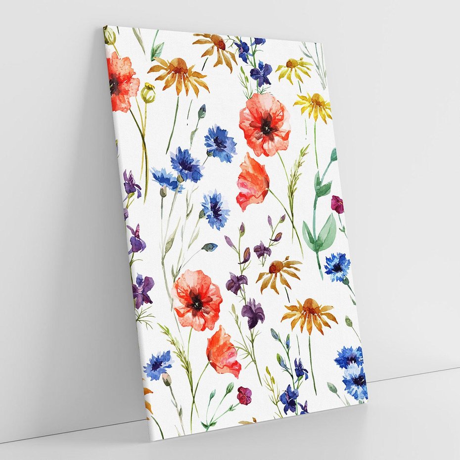 Obraz na płótnie 70x100 - Kwiatowe radości na łące - kwiaty, łączka