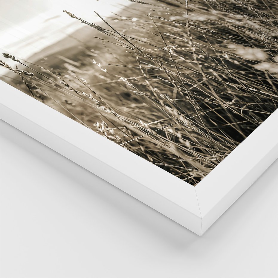 Zestaw obrazy w ramie 50x70 galeria - Domki, pola, łąki, w, sepii - rama biała