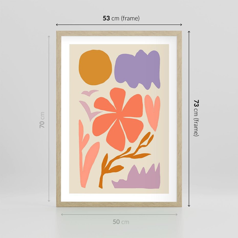 Plakat w ramie 50x70 - Nowoczesne Światło - abstrakcyjny obraz, pastelowe kolory - rama drewno