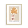 Plakat w ramie 30x40 - Kwiatowa Kreatywność - tropikalny liść w wazonie, typografia - rama drewno