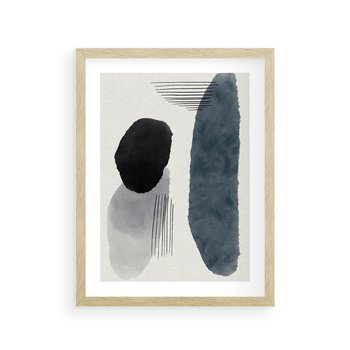 Plakat w ramie 50x70 - Abstrakcyjna Gra Szarości - abstrakcyjna grafika, akwarela - rama drewno