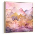 Obraz w ramie 50x50 - Pastelowe Wzgórza - pastelowe, różowe góry - rama drewno