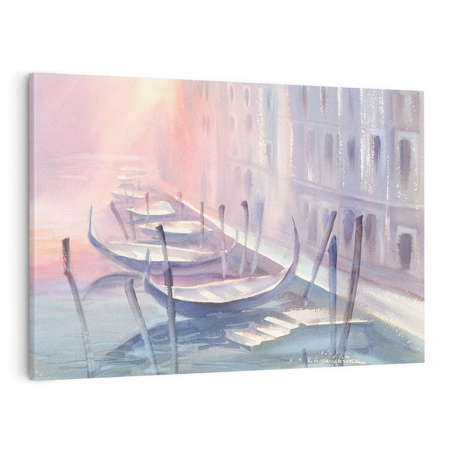 Obraz na płótnie 100x70 - Romantyczne Zachody - akwarelowy rysunek, stonowane pastelowe kolory