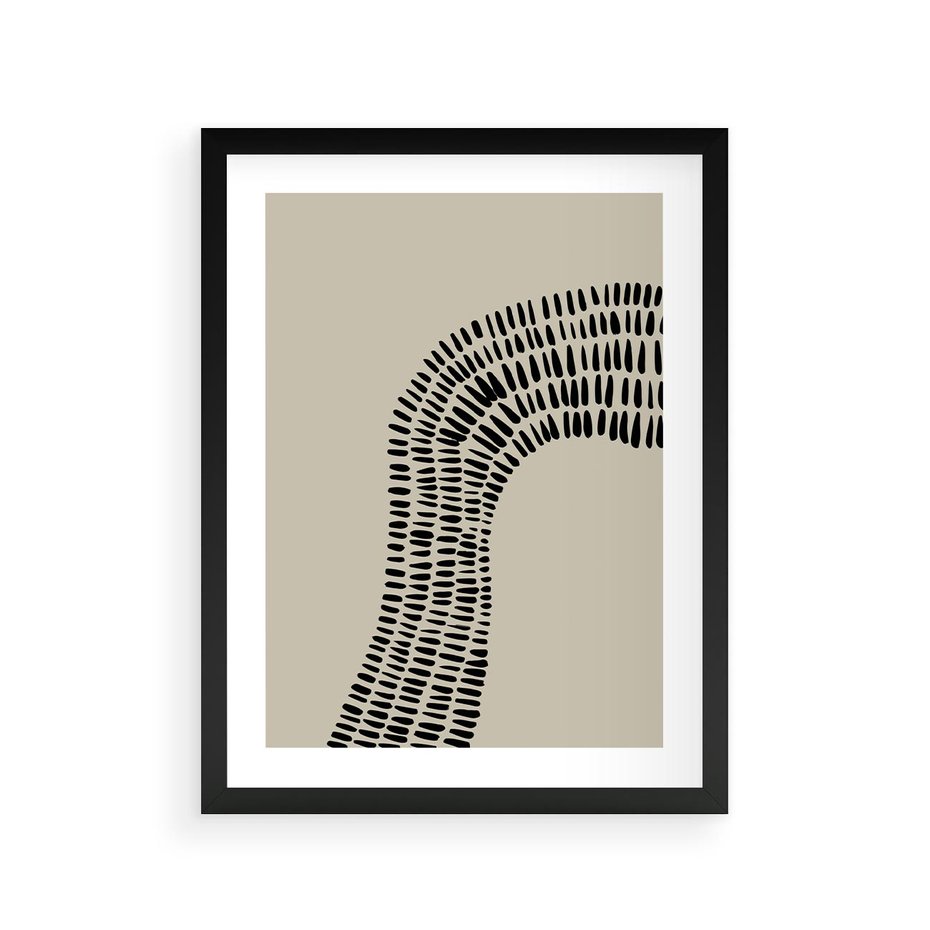 Plakat w ramie 30x40 - Migotliwa Innowacyjna Ekspresja - boho plakat, czarne kropki kreski - rama czarna