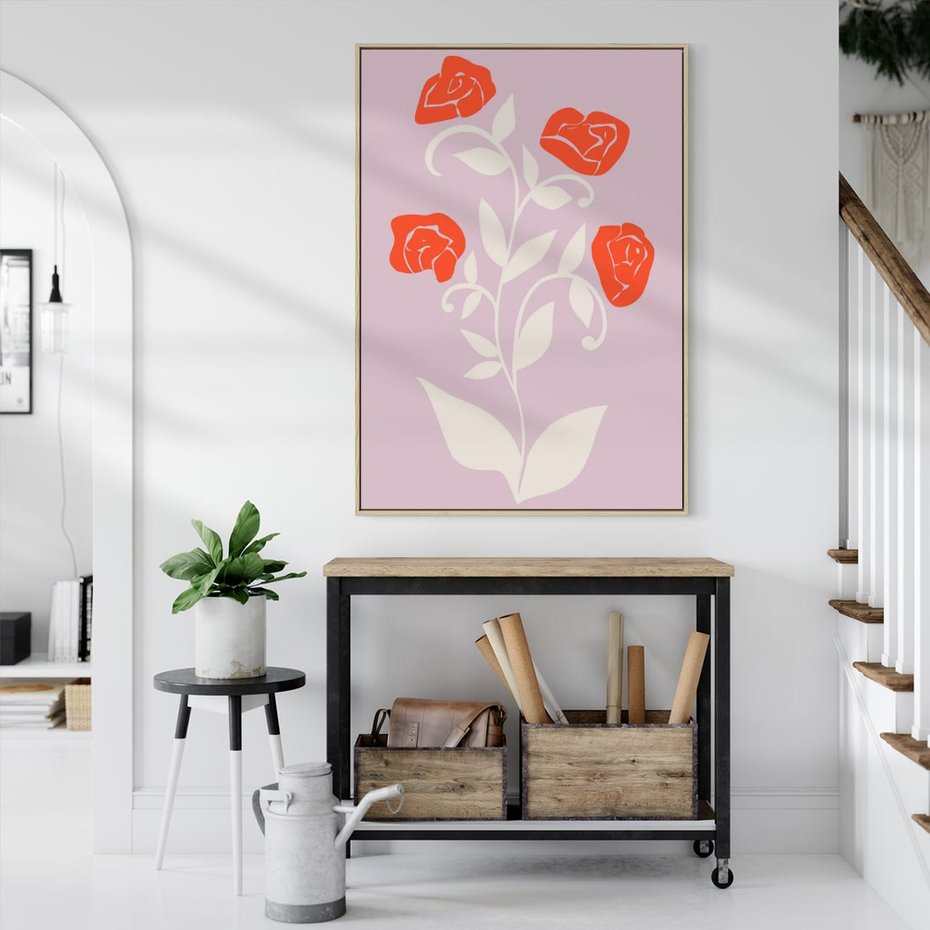 Obraz w ramie 80x120 - Migotliwe Widzenie Kwiatów - nowoczesny plakat, roślinne motywy - rama drewno