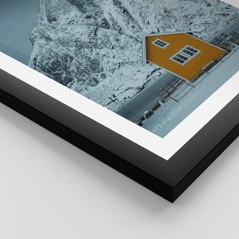 Plakat w ramie 50x70 - Urok Norweskich Domków - Skandynawia, Norwegia - rama czarna