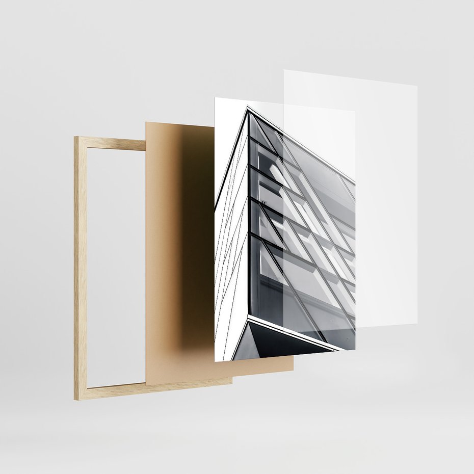 Zestaw obrazy w ramie 30x40 galeria - Architemtura, czarno, białe, fotografie - rama drewno