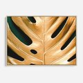 Obraz w ramie 70x50 - Piękno i Styl - złote, liście - rama drewno
