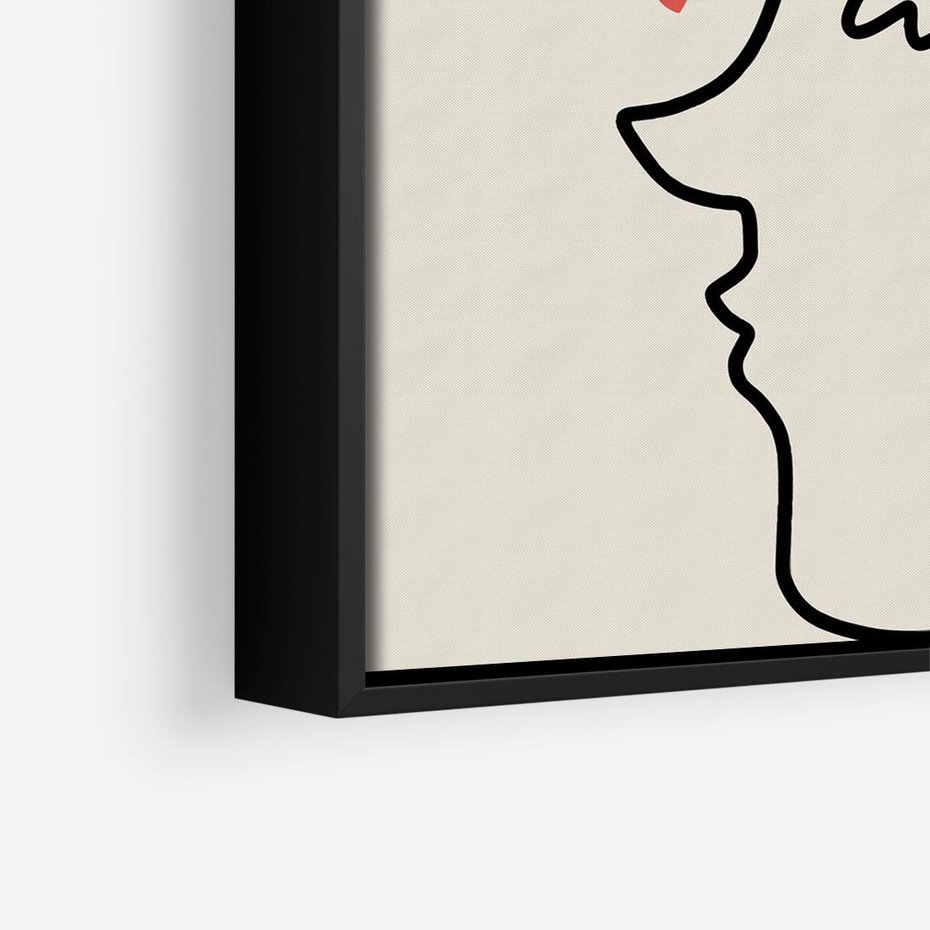Obraz w ramie 50x50 - Impresje Kształtów - abstrakcyjny obraz, przypomina twarz - rama czarna
