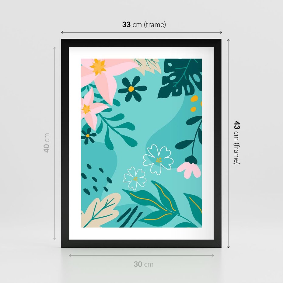 Plakat w ramie 30x40 - Rozkwitające Widoki - pastelowa kompozycja, kwiaty - rama czarna