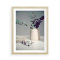 Plakat w ramie 50x70 - Eukaliptusowa Cisza - kompozycja, liście eukaliptusa w wazonie - rama drewno