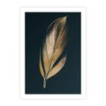 Plakat bez ramy 40x50 - Mroczne Złoto - nowoczesna grafika, złoty liść na czarnym tle
