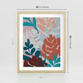 Plakat w ramie 40x50 - Impresje Kształtów - abstrakcyjna kompozycja kwiatowych form, kolor zgaszone - rama drewno