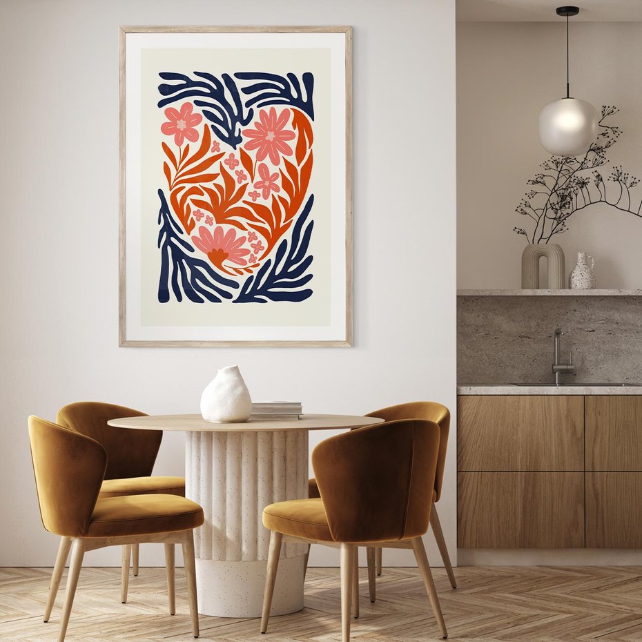 Plakat w ramie 30x40 - Kwiatami Splecione - kwiaty, nowoczesny plakat - rama drewno