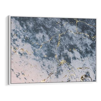 Obraz w ramie 70x50 - Elegancja i Wyrafinowanie - marmur, złoto - rama biała