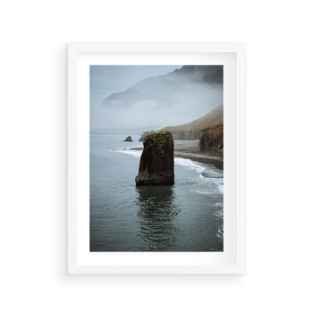 Plakat w ramie 50x70 - Mistyczna Aura - morze, mgła - rama biała