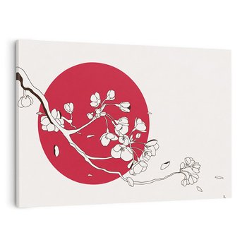 Obraz na płótnie 120x80 - Esencja Zen - kwiatnąca wiśnia, orientalna grafika