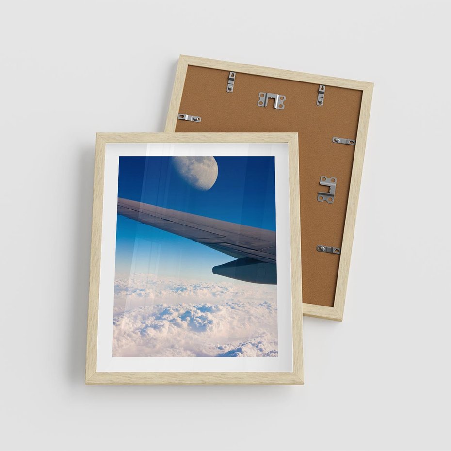 Plakat w ramie 40x50 - Samolot ku Księżycowi - samolot, ksieżyc - rama drewno