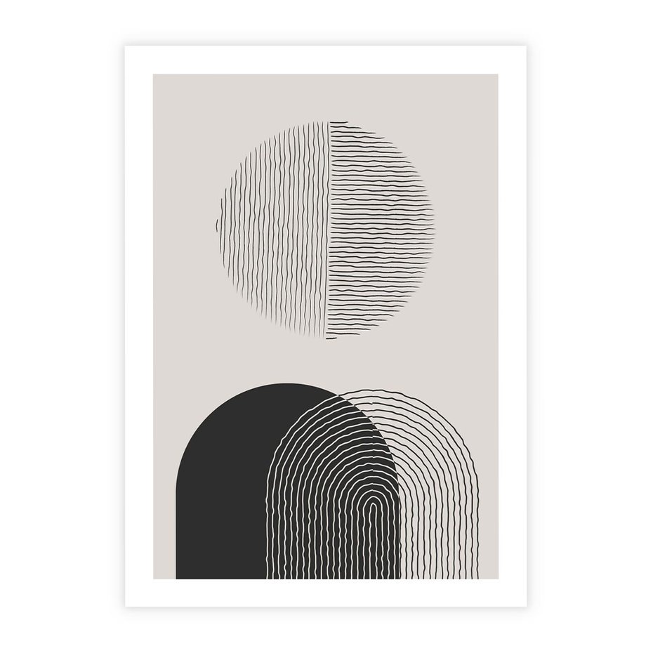 Plakat bez ramy 30x40 - Przenikająca Rzeczywistość - abstrakcyjna kompozycja, okręgi i półokręgi