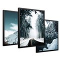 Zestaw obrazy w ramie 50x70 galeria - Zima, w, górach, droga, perspektywa - rama czarna