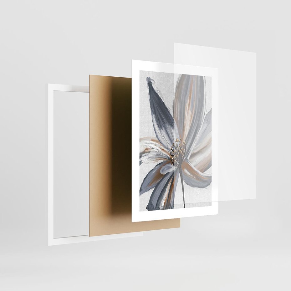 Plakat w ramie 30x40 - Olejne kwiaty - wyraz emocji - kwiaty, malowane - rama biała