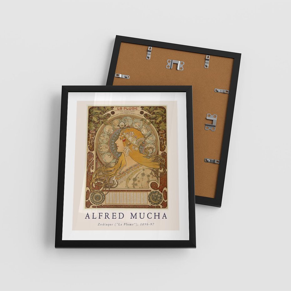 Plakat w ramie 40x50 - Mucha: Reprodukcja i Typografia na Plakacie - reprodukcja, alfons mucha - rama czarna