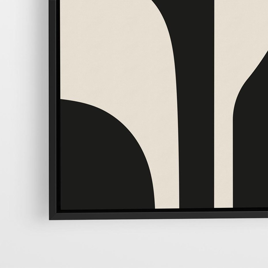 Obraz w ramie 50x50 - Abstrakcyjne Linie - boho plakat, rycina - rama czarna