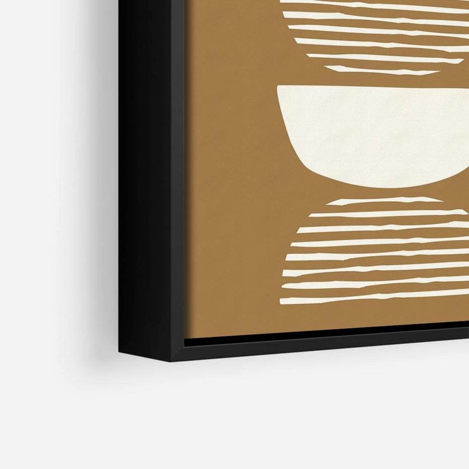 Obraz w ramie 50x50 - Wewnętrzne Spektrum - geometryczne boho kształty na brązowym, karmelowym tle - rama czarna