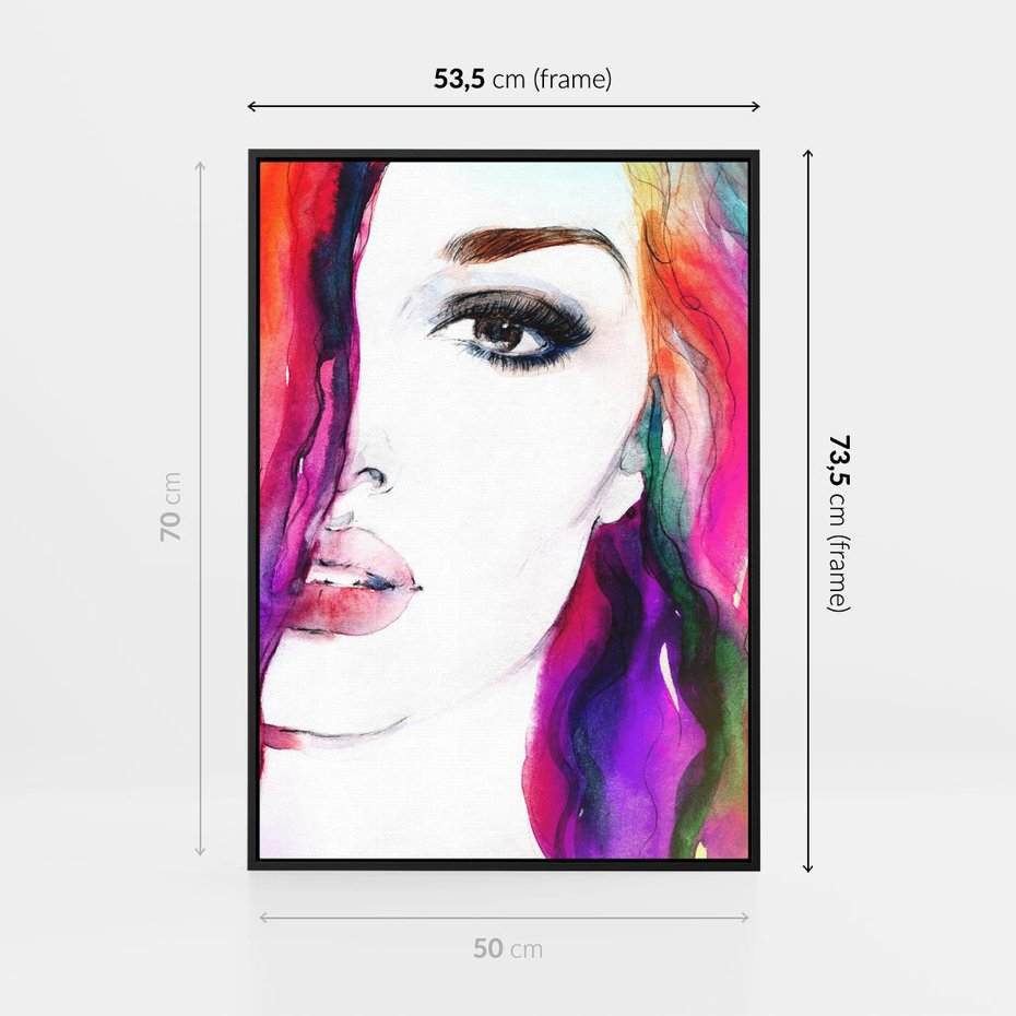 Obraz w ramie 50x70 - Kobieta Twarz Abstrakcja - kobieta, twarz - rama czarna