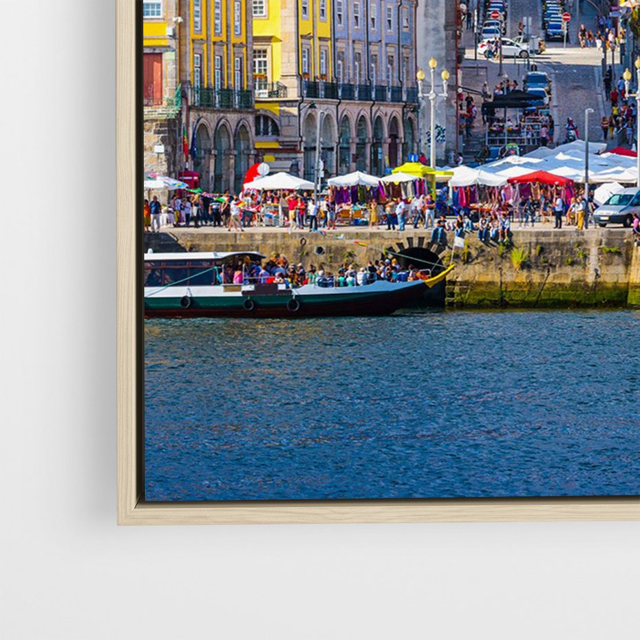 Obraz w ramie 50x70 - Kolorowa Przystań - nadmorskie miasto, kolorowe budynki - rama drewno