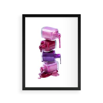 Plakat w ramie 50x70 - Kolorowe Paznokcie - lakiery, do paznokci - rama czarna