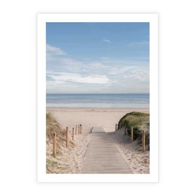 Plakat bez ramy 21x30 - Plażowy pomost - plaża, pomost