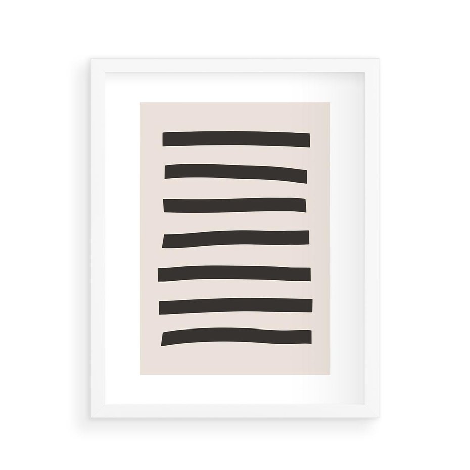 Plakat w ramie 40x50 - Strukturalna Rewolucja Form - minimalizm, czarne pasy - rama biała