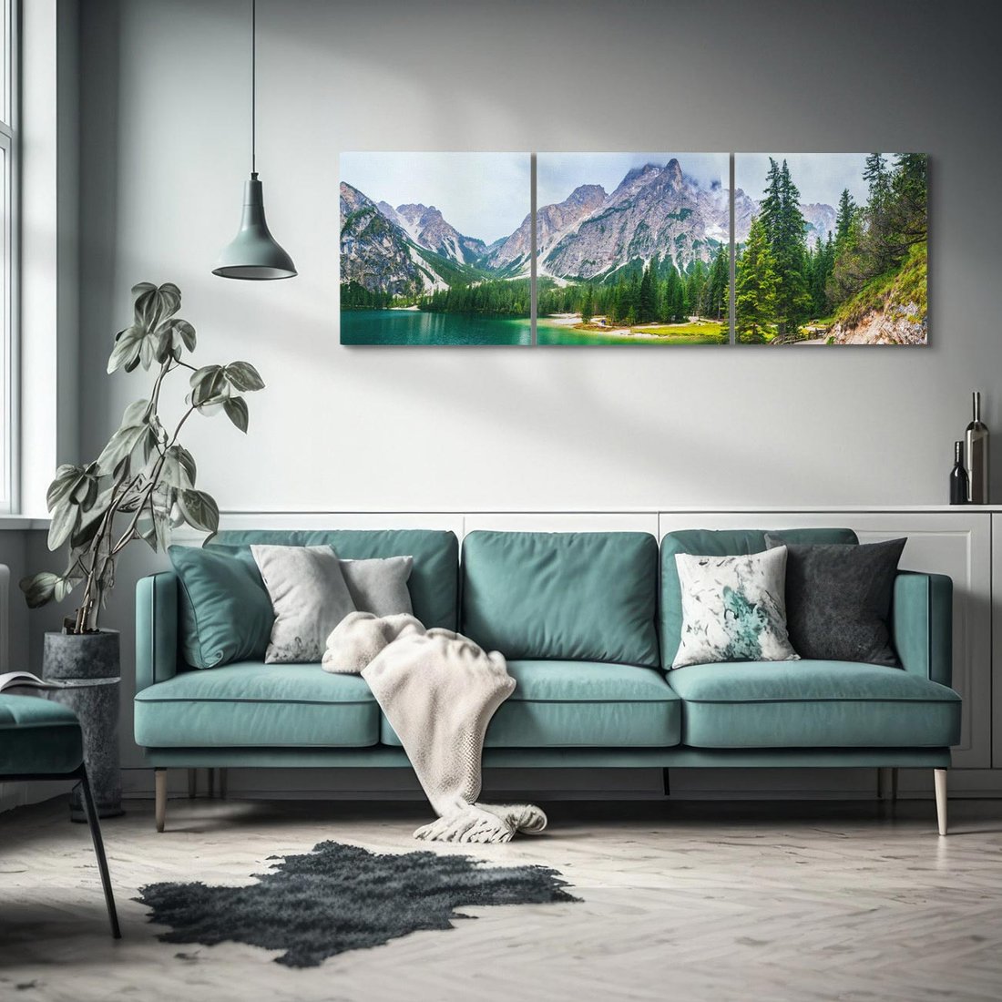 Obraz na płótnie 120x40 - Góry: Piękno nad jeziorem - góry, jezioro