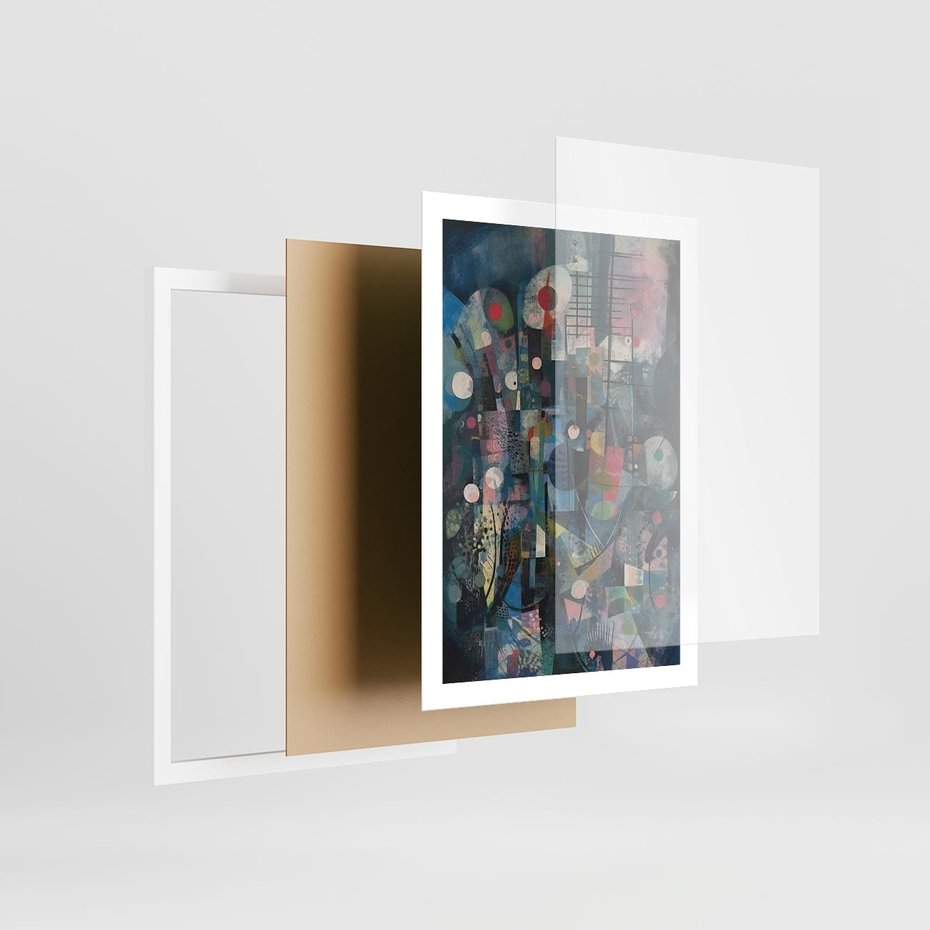 Plakat w ramie 50x70 - Rozbijając Granice Kreatywności - abstrakcyjny obraz, sztuka abstrakcji - rama biała