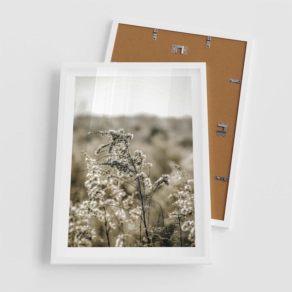 Plakat w ramie 50x70 - Pampas i Bocho - suche trawy, bocho - rama biała