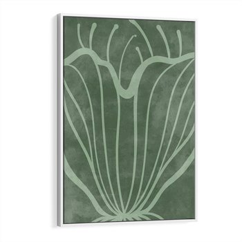 Obraz w ramie 80x120 - Zieleń Kształtująca Spokój - zielony plakat, roślinne inspiracje - rama biała