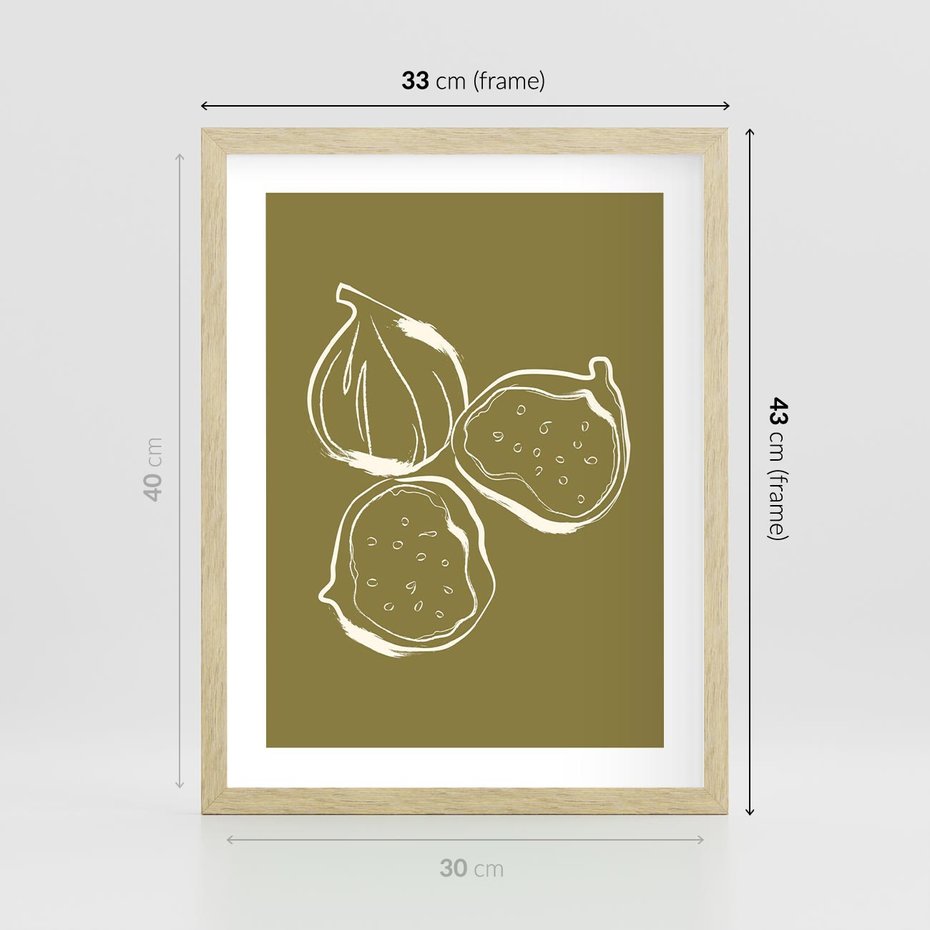 Plakat w ramie 30x40 - Podróżne Barwy - figi, minimalistyczny styl - rama drewno