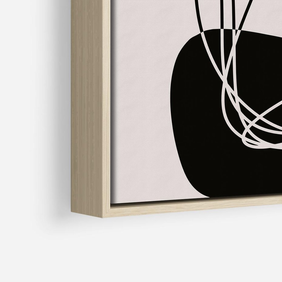 Obraz w ramie 50x50 - Linie Eksploracji - abstrakcyjne szkicowane linie, minimalizm - rama drewno