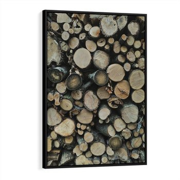 Obraz w ramie 70x100 - Bliskość Natury - drewno, las - rama czarna