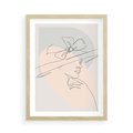 Plakat w ramie 50x70 - Twarz Kobiety w Pastelach - minimalistyczna grafika, pastelowe tłó - rama drewno